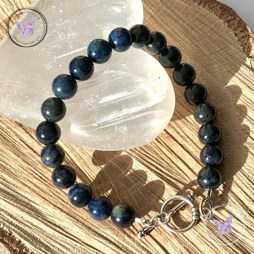 Dumortierite Healing Bracelet with Silver Toggle Clasp